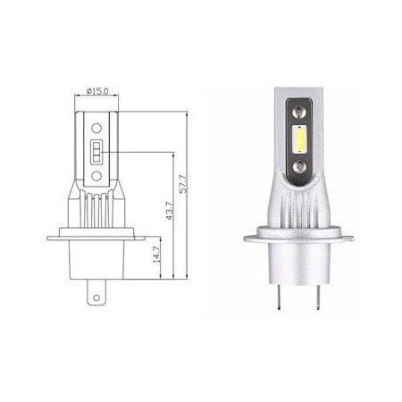 Extra compacte H7 led-lamp voor motor