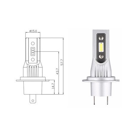 Extra compacte H7 led-lamp voor motor